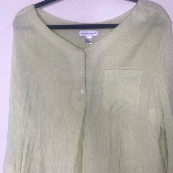 Christopher & Banks Tunic Top Womens XL Light Green Long Sleeve Blouse Flowy She - Picture 3 of 12